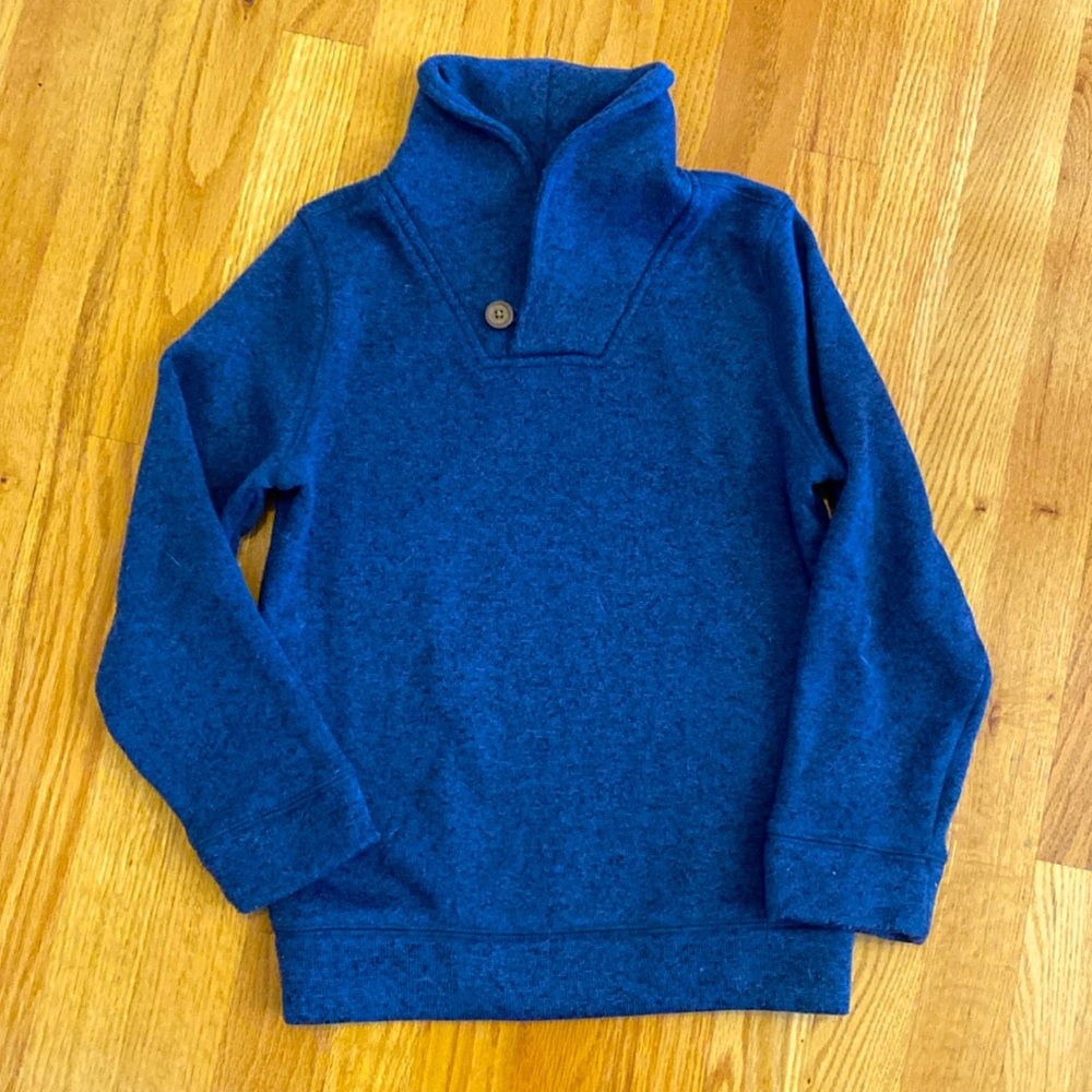 Boys Shawl Neck Sweater (Blue, Size 7)